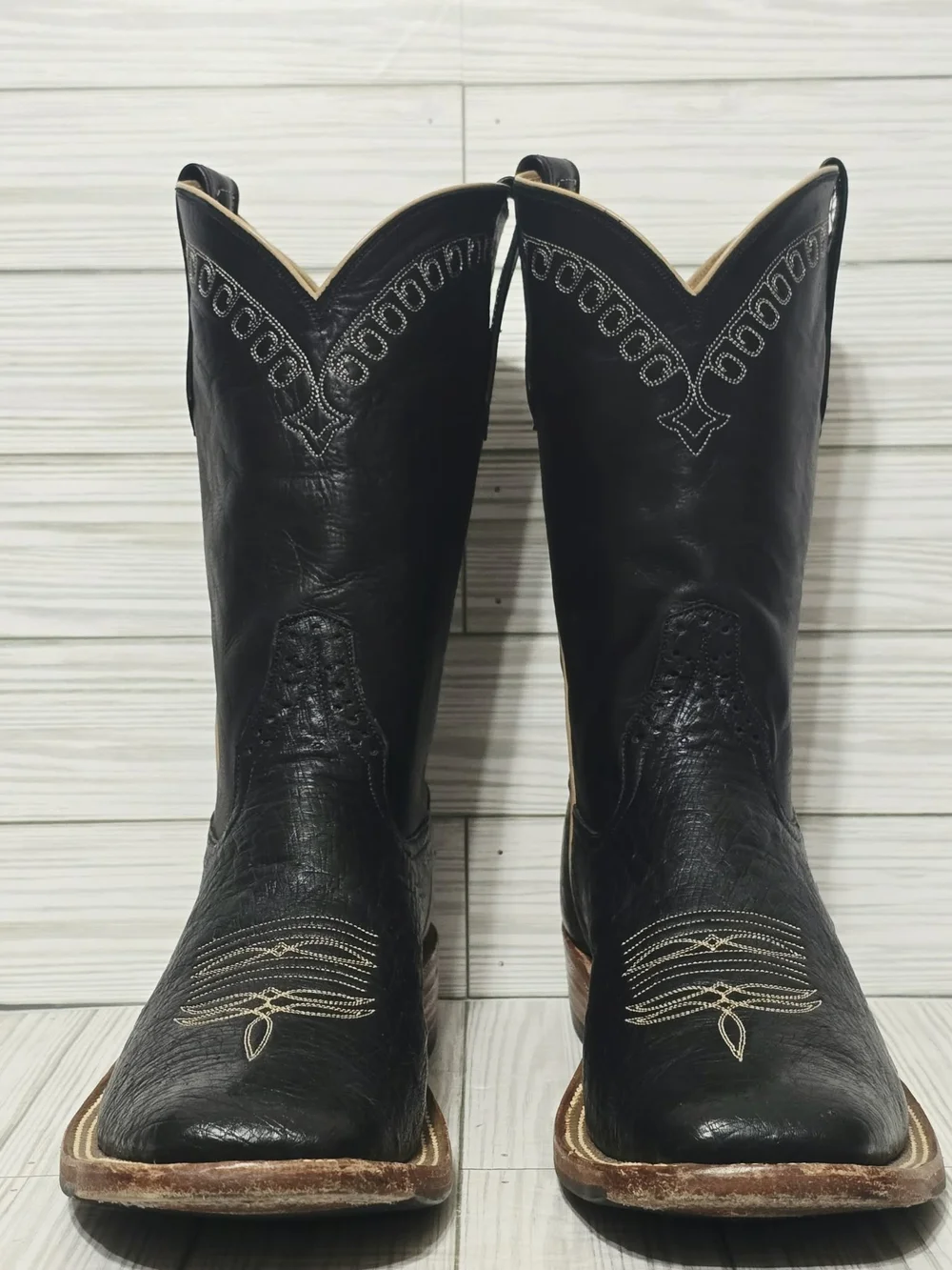 Rios of Mercedes Black Leather Cowboy Boots 9 D